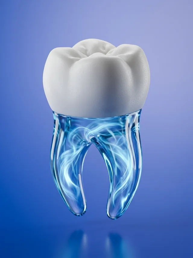 Tooth with ceramic crown representing surgical dentistry